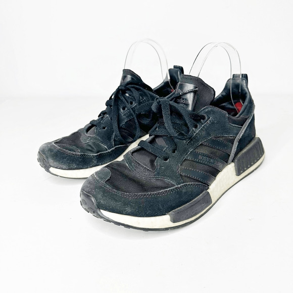 adidas Boston Super R1 Core Running Shoe sneaker Black lace up MENS 7 Womens 8.5 - Picture 1 of 7